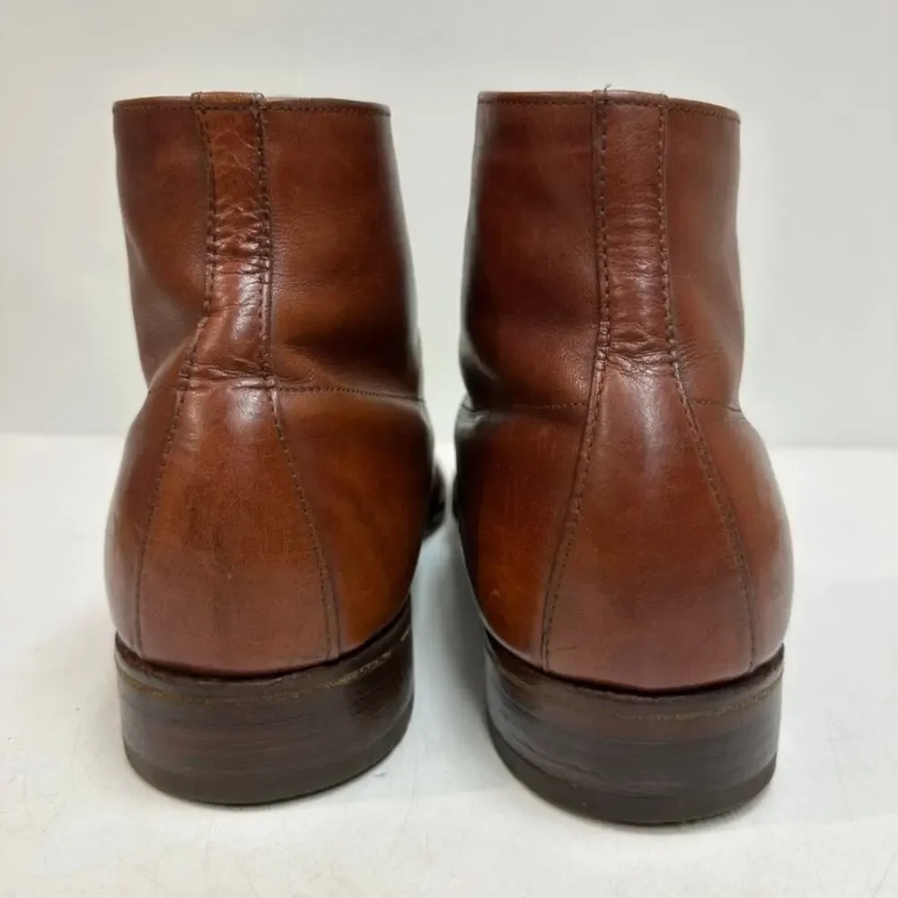 FULLY RESOLED Alden 306 Brown Calfskin Plain Toe Boot Made in USA 12 Narrow AA/B